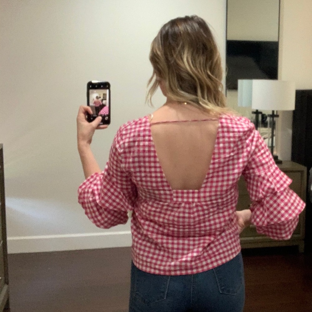 Pink checkered Zara top